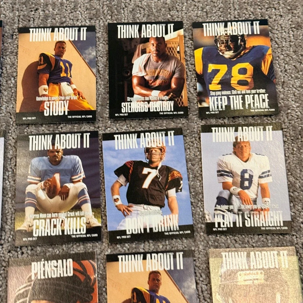Pro Set Think About It NFL Trading Cards Lot PSA Message 1991 Vintage Football